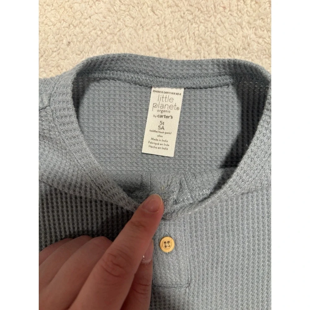 Carter's‎ Little Planet Waffle Long Sleeve 5T Blue Shirt